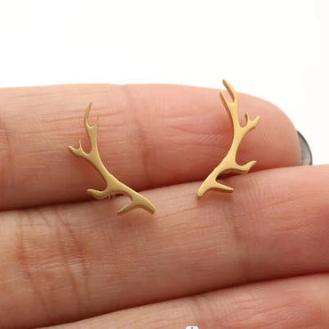 1 Pair Sweet Simple Style Antlers Plating 304 Stainless Steel 18K Gold Plated Ear Studs