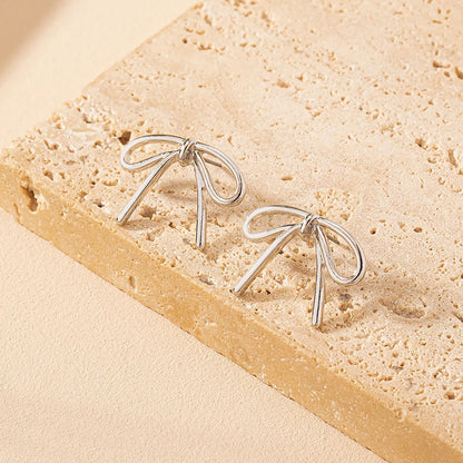 1 Pair Sweet Simple Style Artistic Bow Knot Alloy Zinc Ear Studs