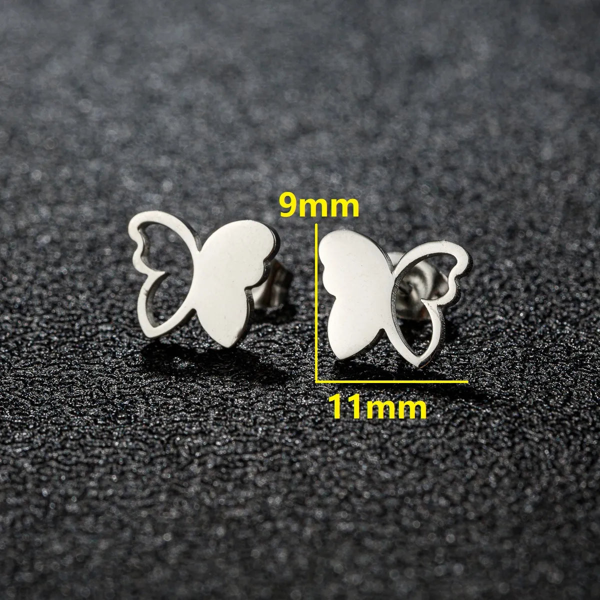 1 Pair Sweet Simple Style Artistic Heart Shape Butterfly Polishing 304 Stainless Steel 18K Gold Plated Ear Studs