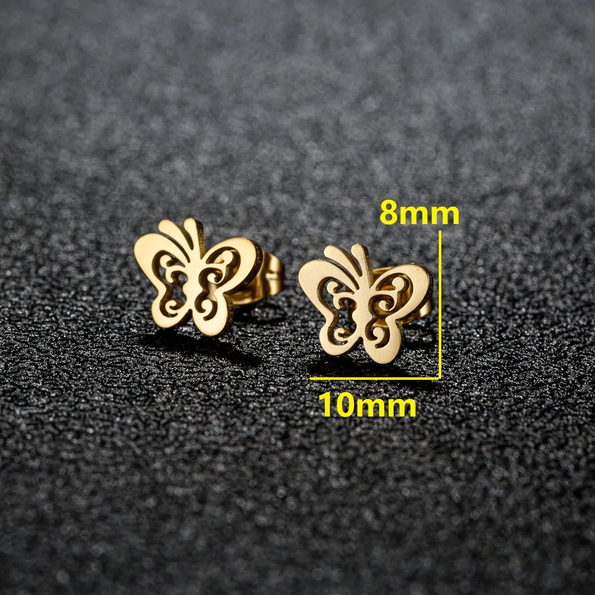 1 Pair Sweet Simple Style Artistic Heart Shape Butterfly Polishing 304 Stainless Steel 18K Gold Plated Ear Studs