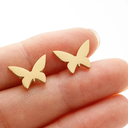 1 Pair Sweet Simple Style Artistic Heart Shape Butterfly Polishing 304 Stainless Steel 18K Gold Plated Ear Studs