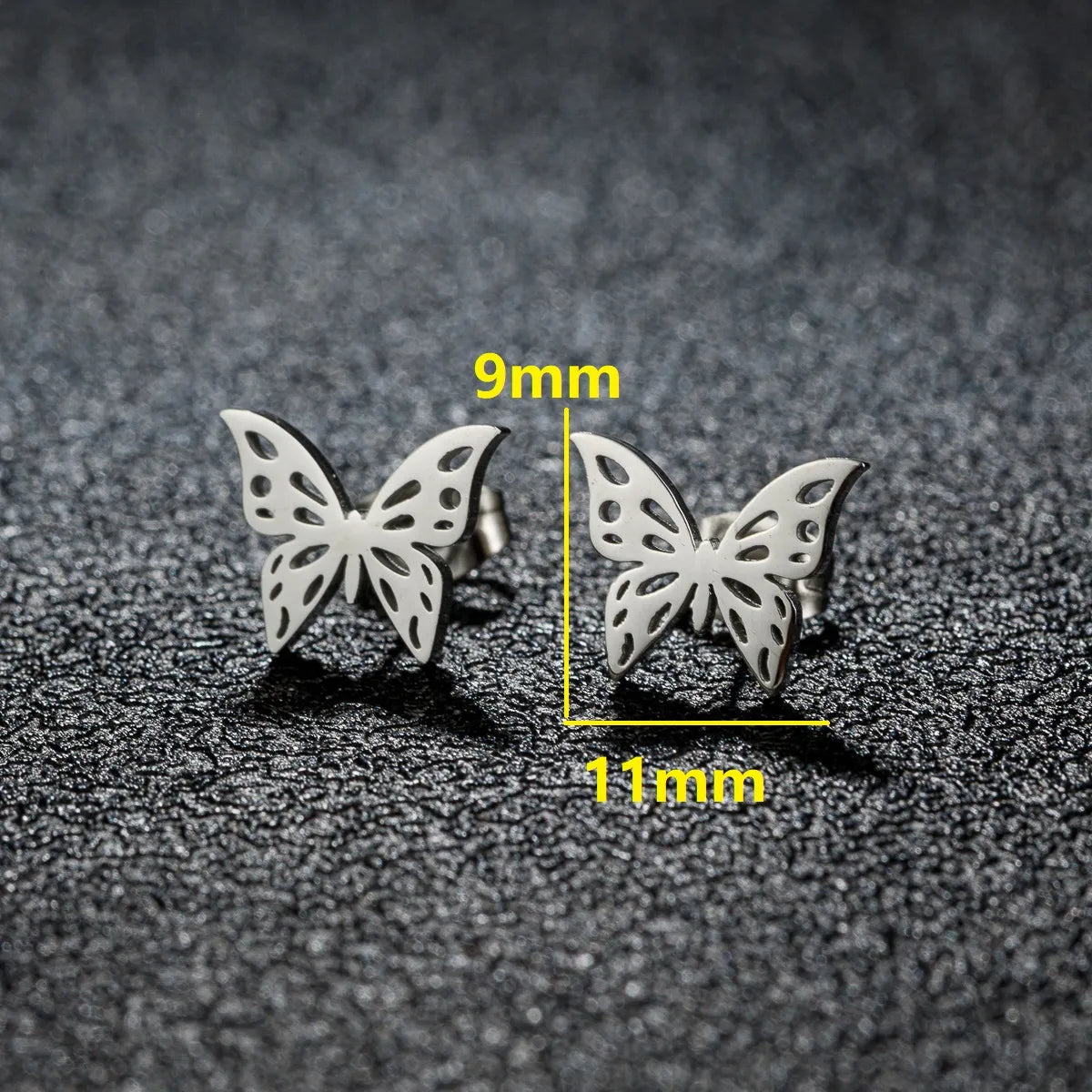 1 Pair Sweet Simple Style Artistic Heart Shape Butterfly Polishing 304 Stainless Steel 18K Gold Plated Ear Studs