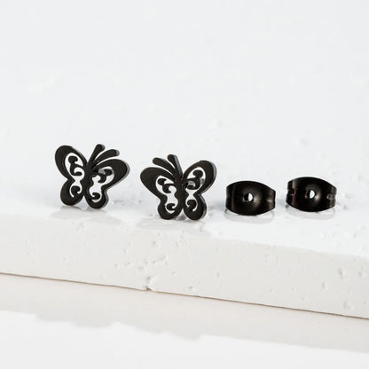 1 Pair Sweet Simple Style Artistic Heart Shape Butterfly Polishing 304 Stainless Steel 18K Gold Plated Ear Studs