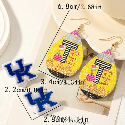 1 Pair Sweet Simple Style Artistic Letter Water Droplets Pencil Arylic Drop Earrings Ear Studs