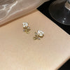 1 Pair Sweet Simple Style Bear Heart Shape Flower Enamel Plating Inlay Metal Artificial Gemstones Rhinestones Opal Ear Studs