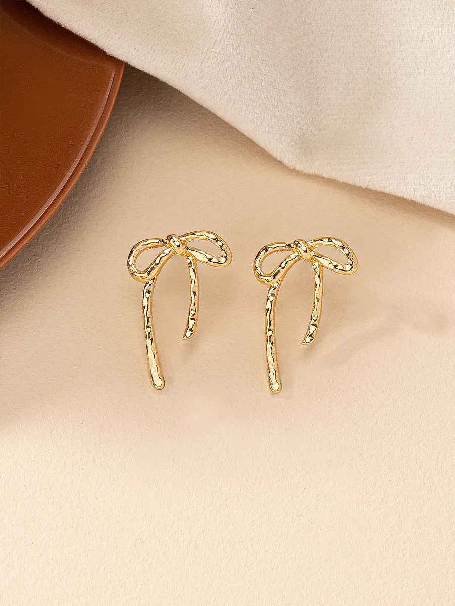 1 Pair Sweet Simple Style Bow Knot Alloy Ear Studs