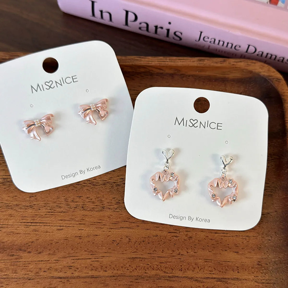 1 Pair Sweet Simple Style Bow Knot Inlay Alloy Zircon Ear Studs