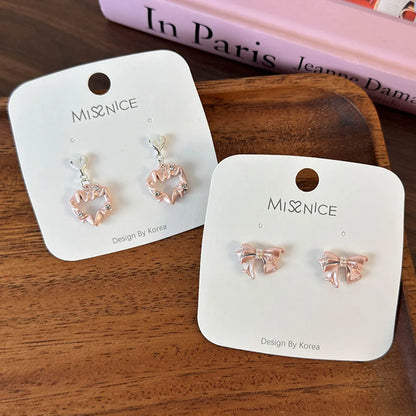 1 Pair Sweet Simple Style Bow Knot Inlay Alloy Zircon Ear Studs