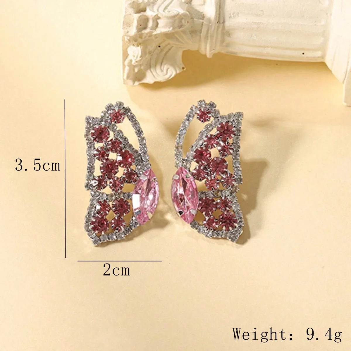 1 Pair Sweet Simple Style Butterfly Inlay Alloy Rhinestones Ear Studs