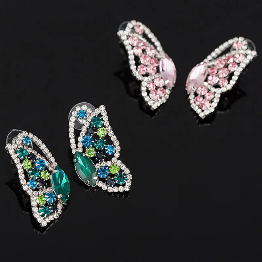 1 Pair Sweet Simple Style Butterfly Inlay Alloy Rhinestones Ear Studs