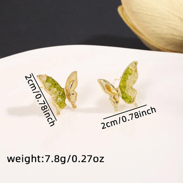 1 Pair Sweet Simple Style Butterfly Inlay Zinc Alloy Rhinestones Ear Studs