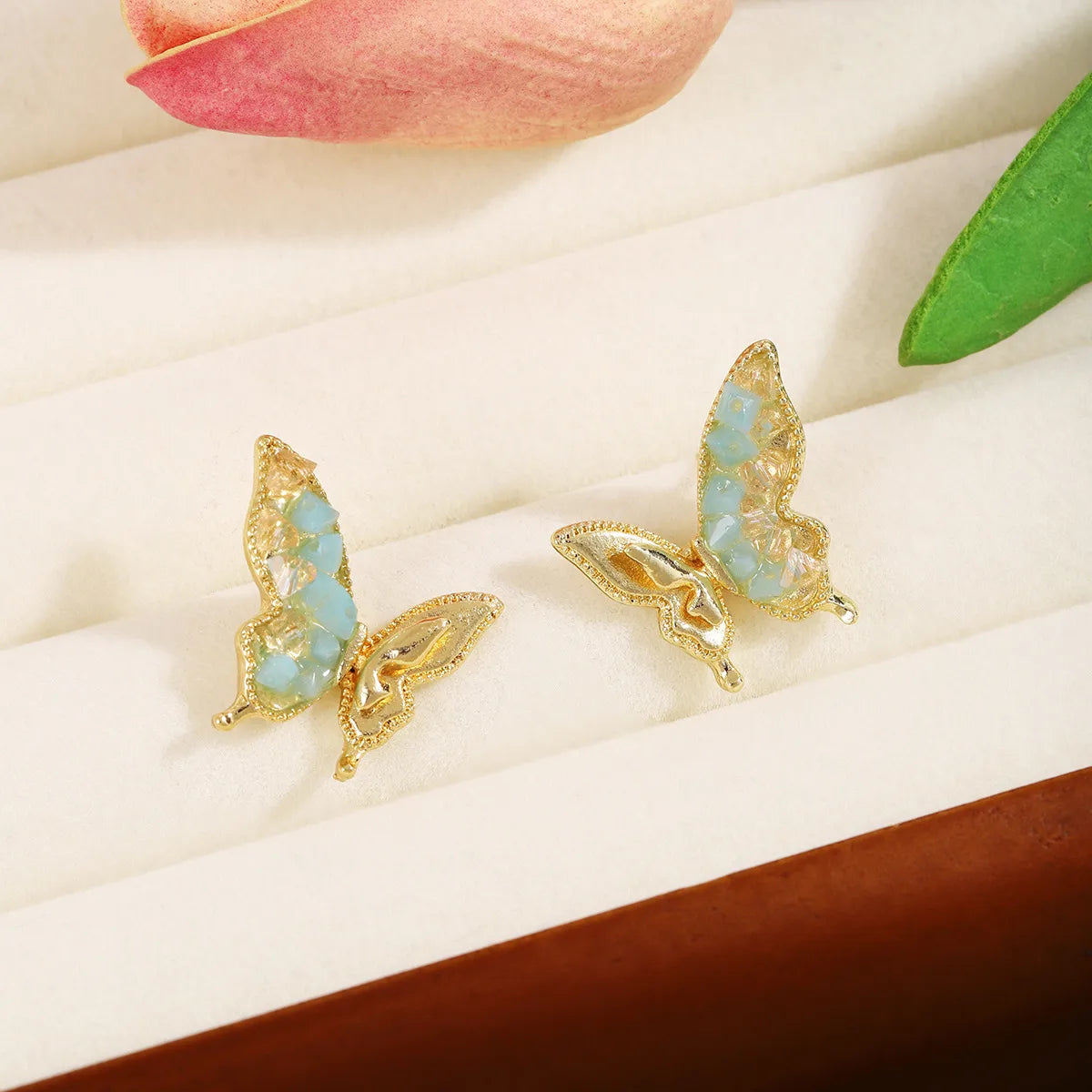 1 Pair Sweet Simple Style Butterfly Inlay Zinc Alloy Rhinestones Ear Studs