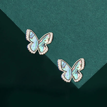 1 Pair Sweet Simple Style Butterfly Plating Inlay Copper Shell Ear Studs