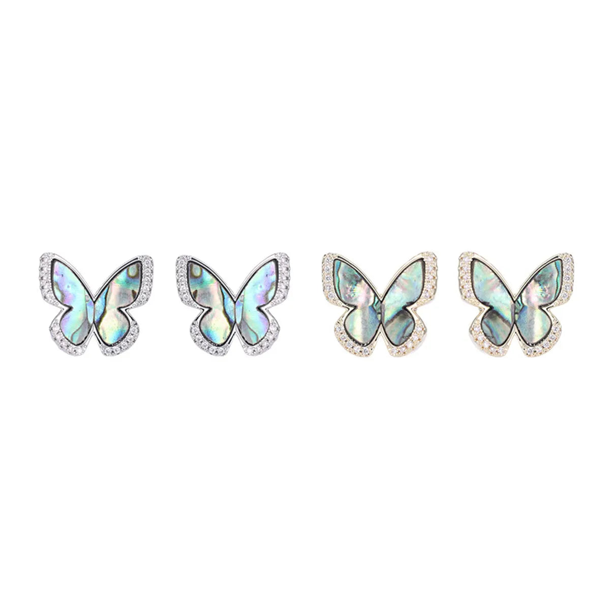 1 Pair Sweet Simple Style Butterfly Plating Inlay Copper Shell Ear Studs