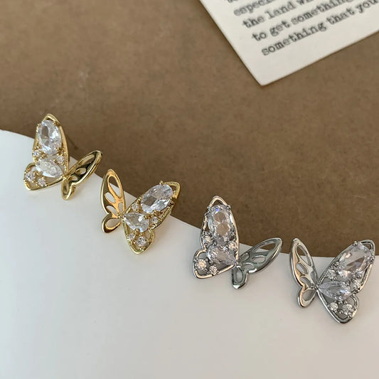 1 Pair Sweet Simple Style Butterfly Plating Inlay Copper Zircon 18K Gold Plated Ear Studs