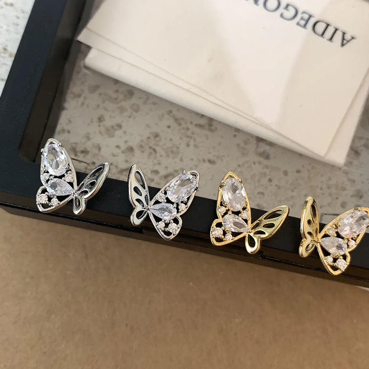 1 Pair Sweet Simple Style Butterfly Plating Inlay Copper Zircon 18K Gold Plated Ear Studs