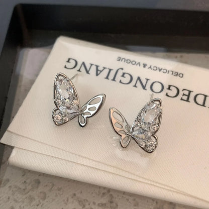 1 Pair Sweet Simple Style Butterfly Plating Inlay Copper Zircon 18K Gold Plated Ear Studs