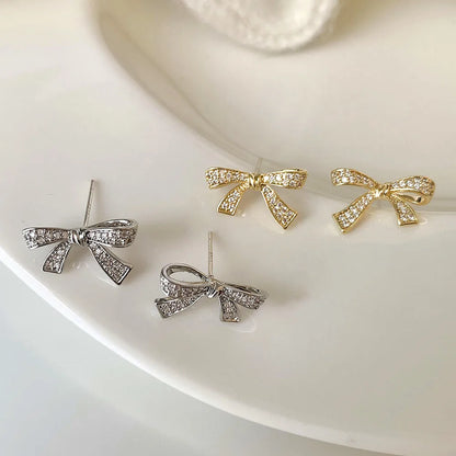 1 Pair Sweet Simple Style Butterfly Plating Inlay Copper Zircon 18K Gold Plated Ear Studs