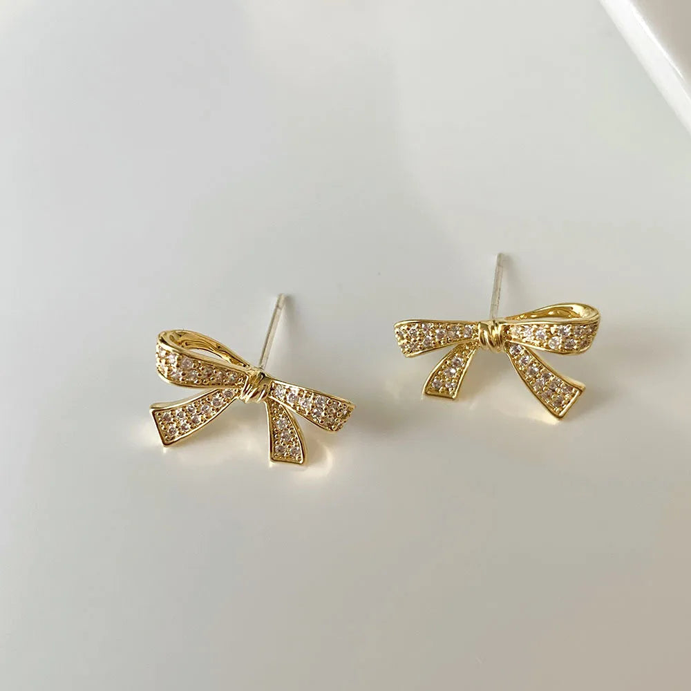 1 Pair Sweet Simple Style Butterfly Plating Inlay Copper Zircon 18K Gold Plated Ear Studs