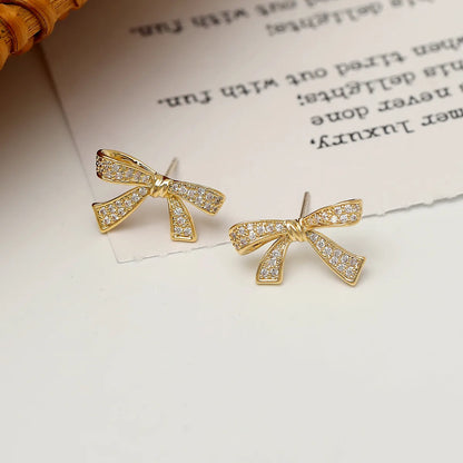 1 Pair Sweet Simple Style Butterfly Plating Inlay Copper Zircon 18K Gold Plated Ear Studs