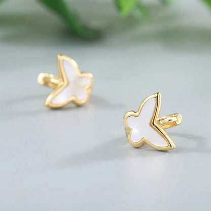 1 Pair Sweet Simple Style Butterfly Plating Sterling Silver Hoop Earrings