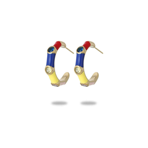 1 Pair Sweet Simple Style C Shape Heart Shape Enamel Plating Inlay 304 Stainless Steel Zircon Drop Earrings Ear Studs