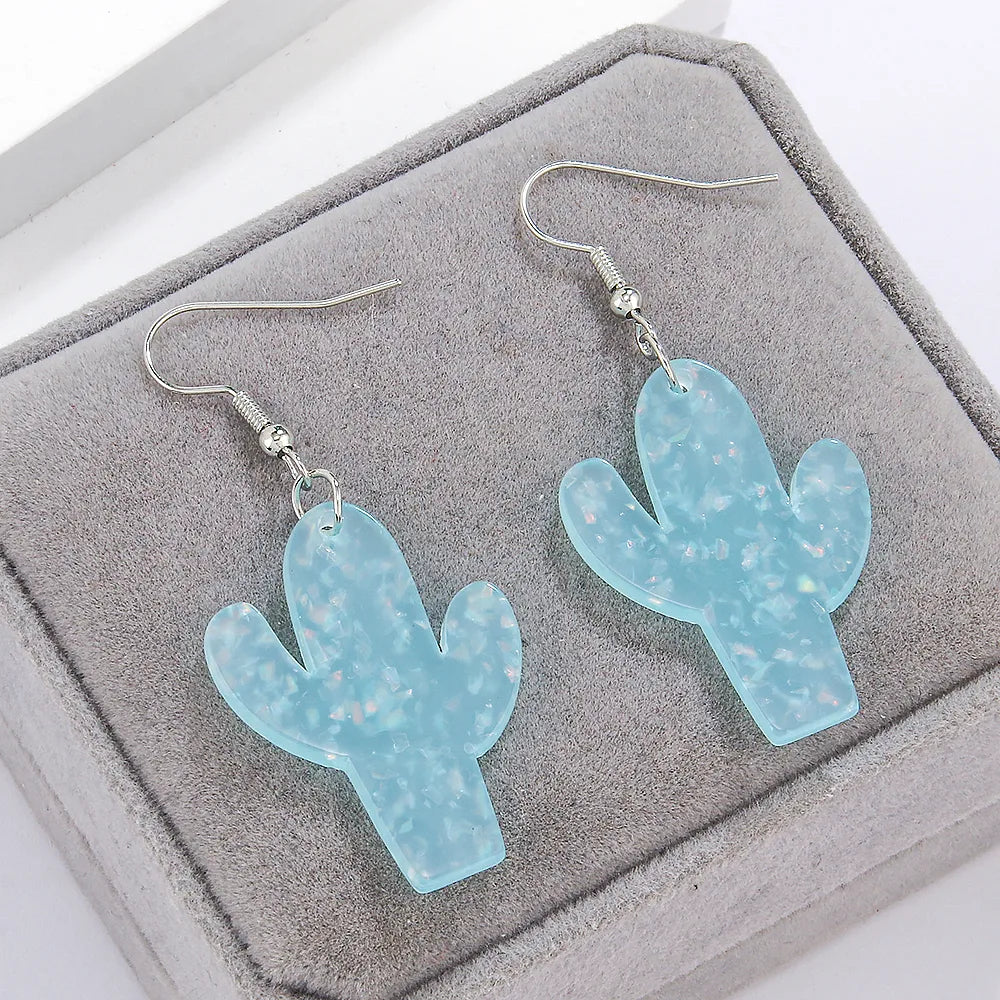 1 Pair Sweet Simple Style Cactus Arylic Drop Earrings