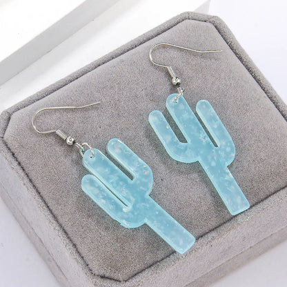 1 Pair Sweet Simple Style Cactus Arylic Drop Earrings