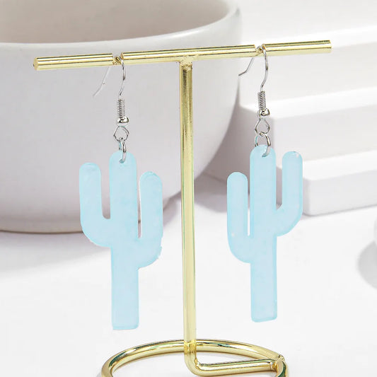 1 Pair Sweet Simple Style Cactus Arylic Drop Earrings