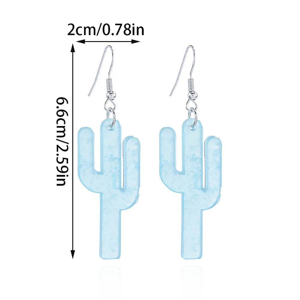 1 Pair Sweet Simple Style Cactus Arylic Drop Earrings