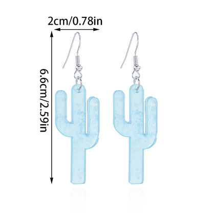 1 Pair Sweet Simple Style Cactus Arylic Drop Earrings