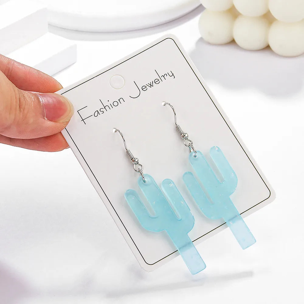 1 Pair Sweet Simple Style Cactus Arylic Drop Earrings