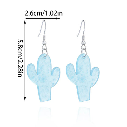 1 Pair Sweet Simple Style Cactus Arylic Drop Earrings