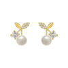 1 Pair Sweet Simple Style Cherry Plating Inlay Copper Pearl Zircon 14k Gold Plated Ear Studs
