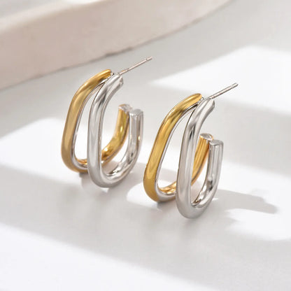 1 Pair Sweet Simple Style Classic Style Geometric Stainless Steel 18K Gold Plated Ear Studs