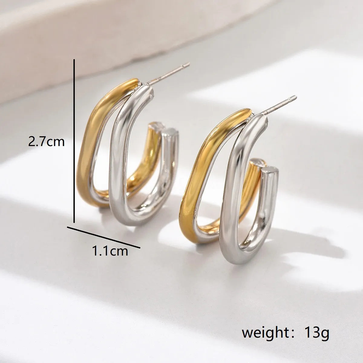 1 Pair Sweet Simple Style Classic Style Geometric Stainless Steel 18K Gold Plated Ear Studs