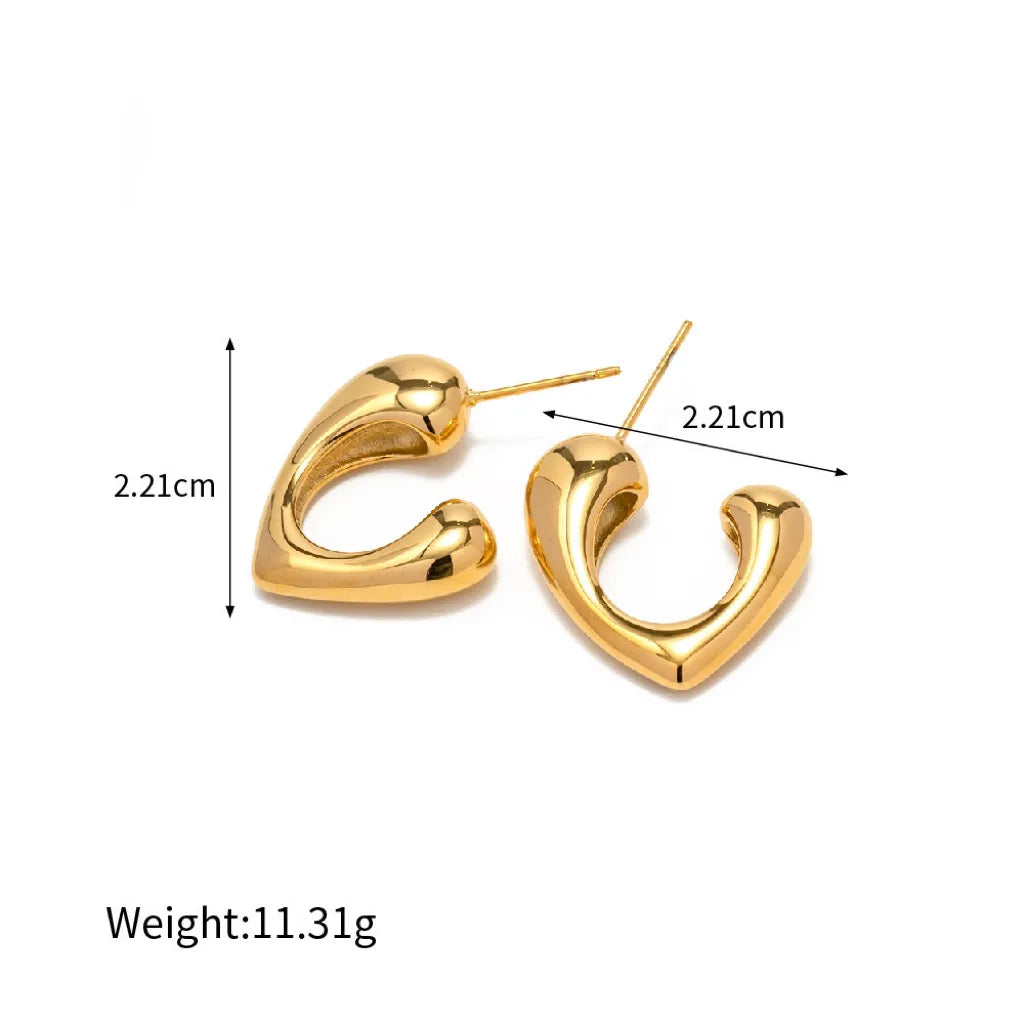 1 Pair Sweet Simple Style Classic Style Heart Shape Plating 304 Stainless Steel 18K Gold Plated Ear Studs