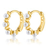 1 Pair Sweet Simple Style Classic Style Round Pearl Inlay Sterling Silver Artificial Pearls Gold Plated Earrings