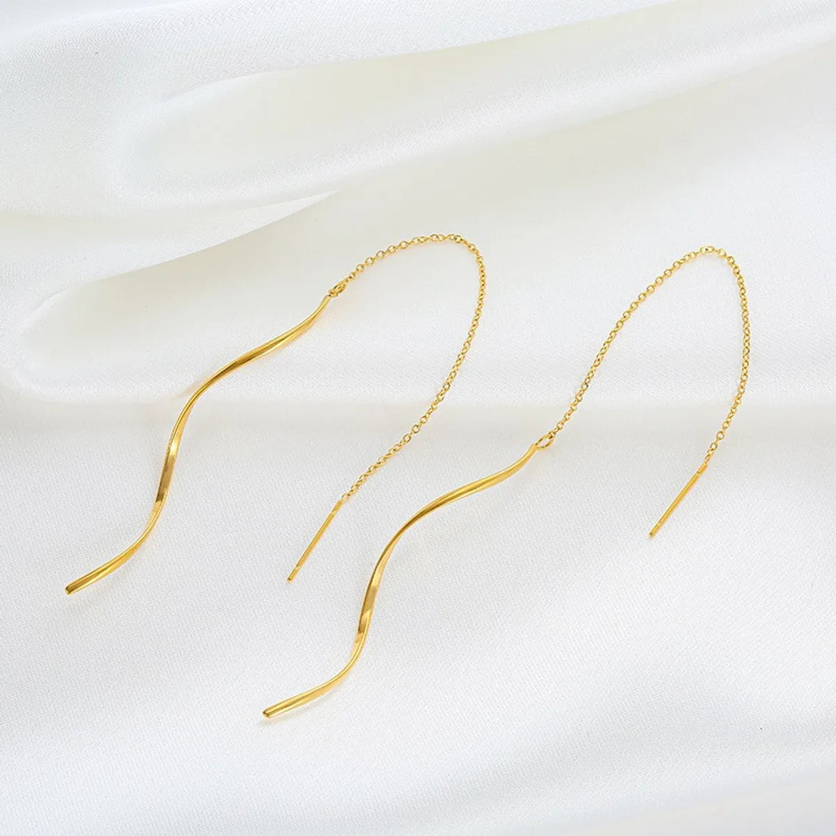 1 Pair Sweet Simple Style Classic Style Solid Color Plating 304 Stainless Steel 18K Gold Plated Ear Line