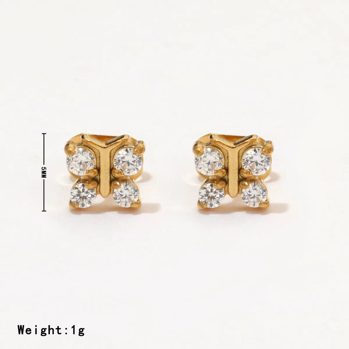 1 Pair Sweet Simple Style Commute Bow Knot Inlay 304 Stainless Steel Zircon White Gold Plated Gold Plated Ear Studs