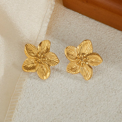 1 Pair Sweet Simple Style Commute Flower 304 Stainless Steel Ear Studs