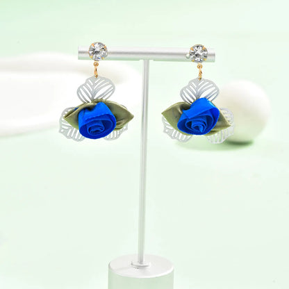 1 Pair Sweet Simple Style Flower Alloy Drop Earrings