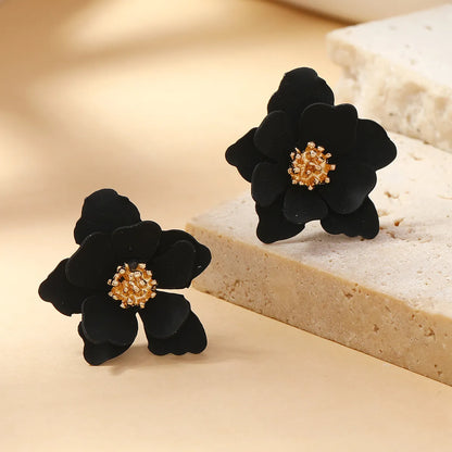 1 Pair Sweet Simple Style Flower Alloy Ear Studs