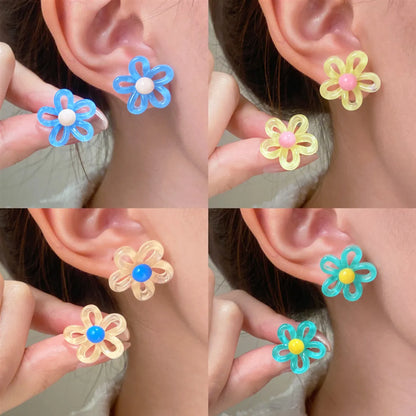 1 Pair Sweet Simple Style Flower Arylic Ear Studs