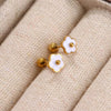 1 Pair Sweet Simple Style Flower Enamel Inlay Titanium Steel Pearl 18K Gold Plated Ear Studs