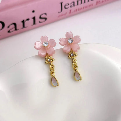 1 Pair Sweet Simple Style Flower Inlay Alloy Alloy Pearl Drop Earrings