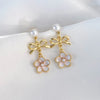 1 Pair Sweet Simple Style Flower Inlay Alloy Alloy Pearl Drop Earrings