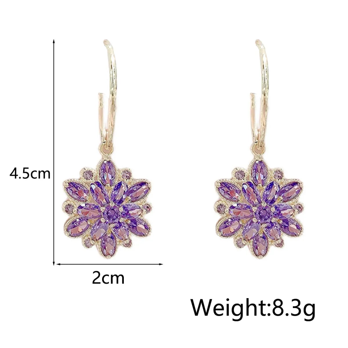 1 Pair Sweet Simple Style Flower Inlay Alloy Rhinestones Drop Earrings