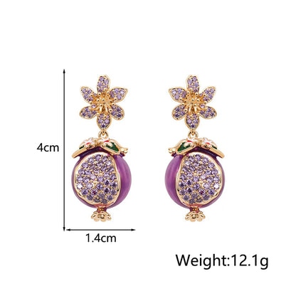 1 Pair Sweet Simple Style Flower Inlay Alloy Rhinestones Drop Earrings