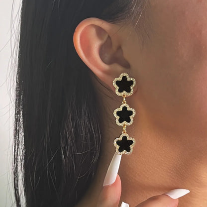 1 Pair Sweet Simple Style Flower Inlay Alloy Rhinestones Drop Earrings